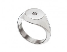 Signet ring single cz steel